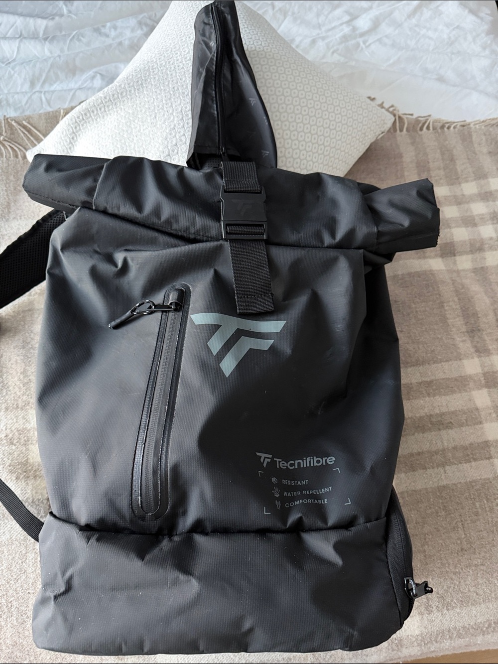 Black Roll-Top Backpack for Men